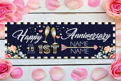 Happy Anniversary Banner Wedding Anniversary Ideas Personalized Sign, Anniversary Decor Sign 1 Year of Marriage Banner Vinyl Outdoor GraphixPlace