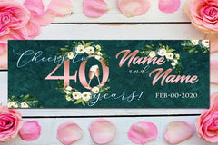 Happy Wedding Anniversary Banner Personalized Sign 40th Wedding Anniversary Party Decoration Sign, Ruby Wedding Anniversary Banner GraphixPlace