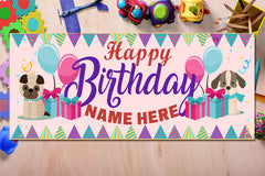 Dog Background Happy Birthday Banner, Dog Lovers Birthday Party Banners, Personalized Name Kids/Children Birthday Party Decoration Banner GraphixPlace