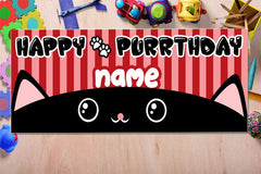 Cats Happy Birthday Banner Happy Purrthday Sign Custom Kitty Cat Birthday Banner Party Decor Personalized Birthday Cat Sign Vinyl Backdrop GraphixPlace