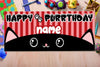 Image of Cats Happy Birthday Banner Happy Purrthday Sign Custom Kitty Cat Birthday Banner Party Decor Personalized Birthday Cat Sign Vinyl Backdrop GraphixPlace