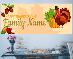Pumpkin Happy Thanksgiving Personalized Family Name Banner GraphixPlace