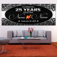 Happy 25th Wedding Anniversary Banner Happy Silver Anniversary Sign Parents Anniversary 25 Years Marriage Photo Backdrop Party Decor GraphixPlace