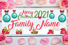 Christmas Party Custom Family Name Sign Holiday Wall Banner GraphixPlace