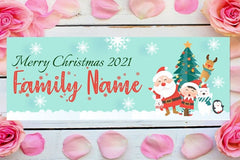 Christmas Decor Family Name Sign Holiday Banner GraphixPlace