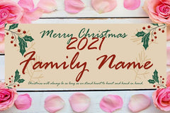 Merry Christmas Personalized Family Name Decoration Sign Party Backdrop Holiday Banner GraphixPlace
