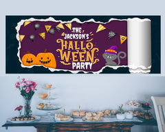 Personalized Family Name Pumpkin Halloween Party Banner GraphixPlace