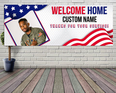 Welcome Home Military Banner | Personalized Banner | United States Military Customizable with Photo | Outdoor Indoor Vinyl Banner GraphixPlace