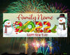 Image of 2022 Happy New Year Party Banner Snowman Personalized Custom Name 7 Sizes GraphixPlace