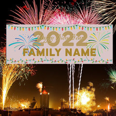 Happy New Year Banner Personalized Family Name Holiday Sign 7 Sizes GraphixPlace